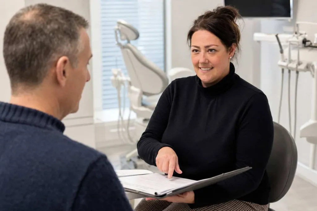 A written treatment plan being discussed at the laptop
