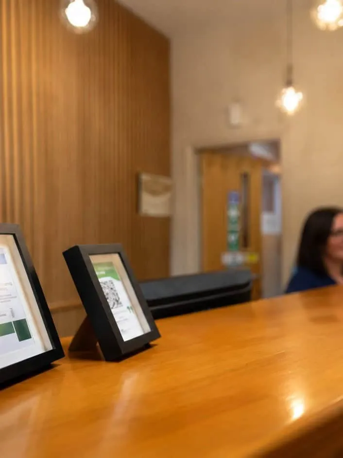 The reception desk at Diamond Court Dental Practice