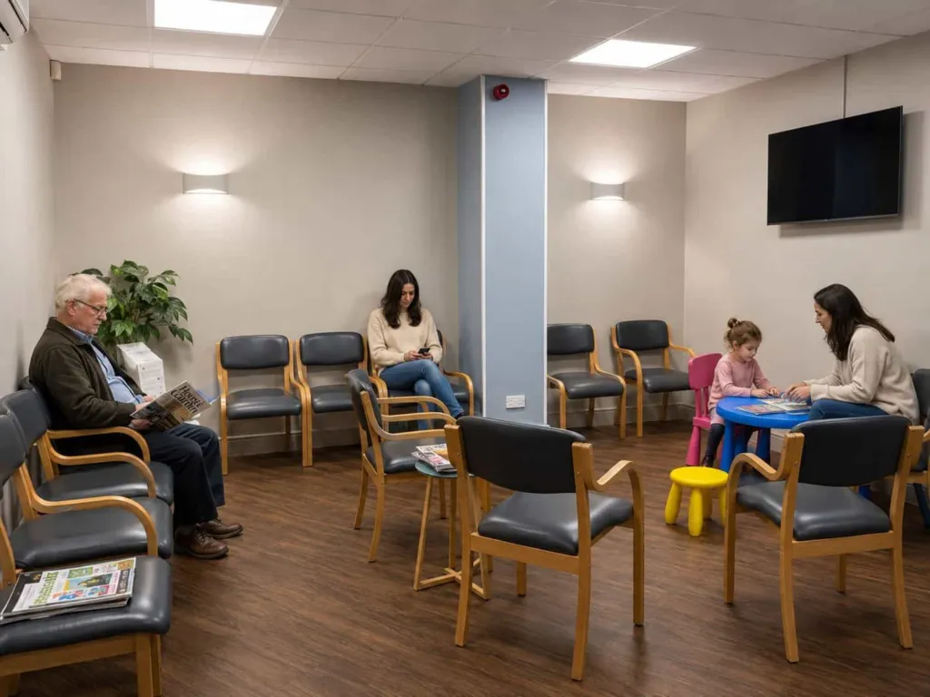 The waiting room, wide view