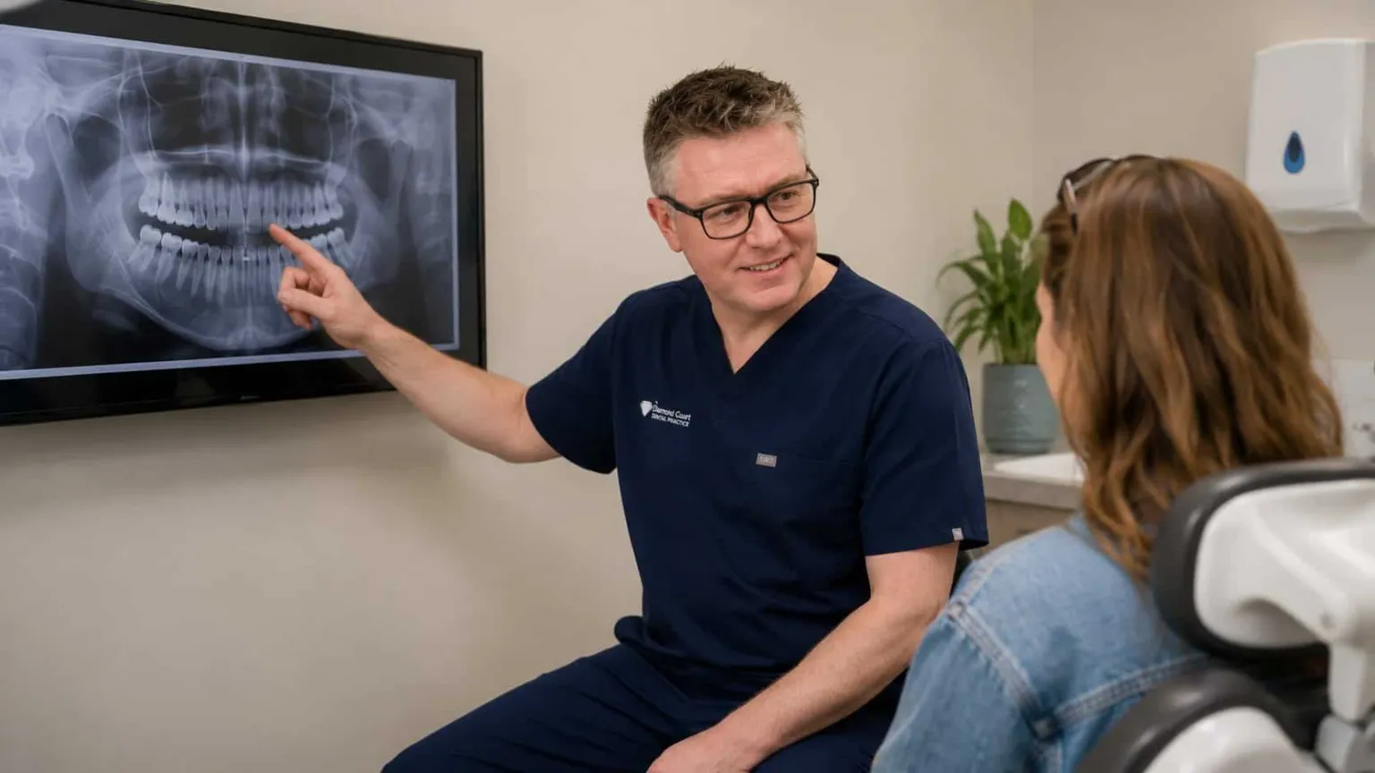 A panoramic dental x-ray