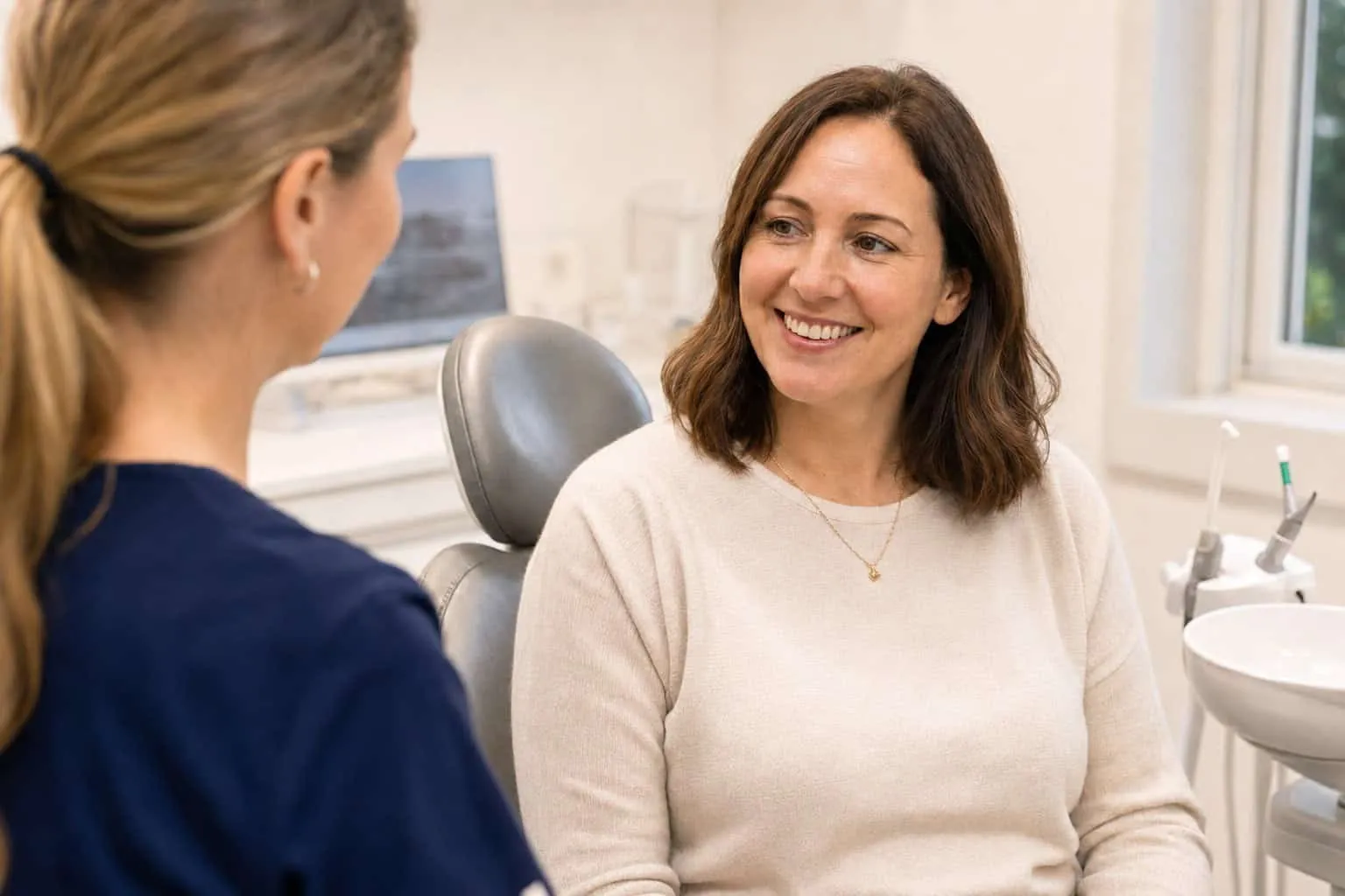 A patient with the hygienist